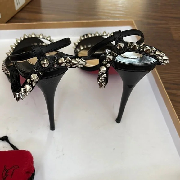 Christian Louboutin Black Studded Women's Sandals - Picture 6 of 12